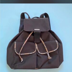 Burberry Drawstring Backpack with Tartan Trim